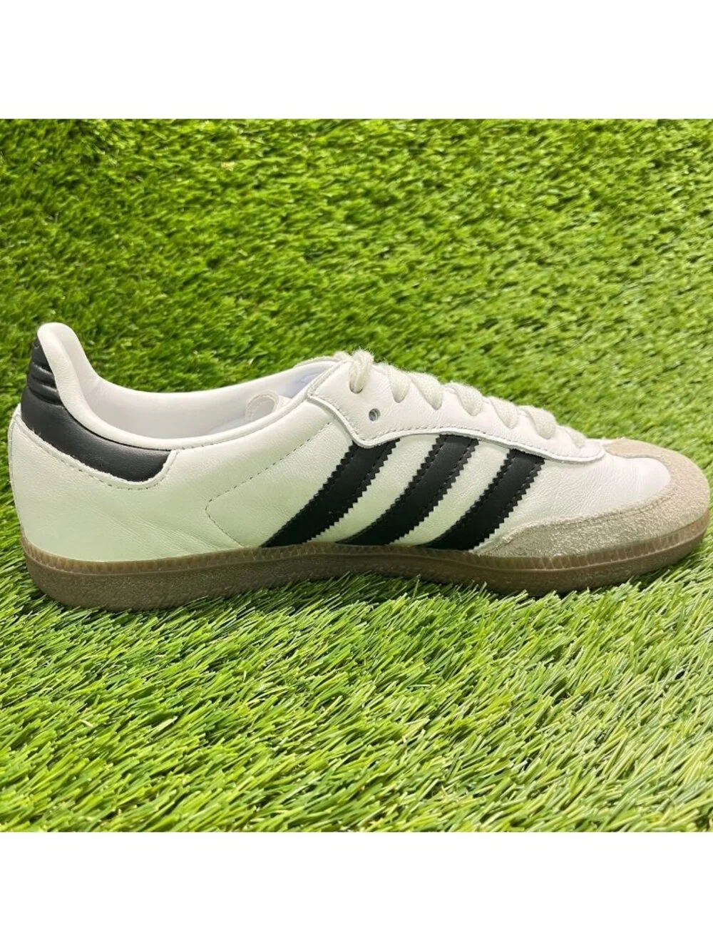 Adidas Samba OG Mens Size 7 White Black Gum Athletic Leather Shoes Sneakers